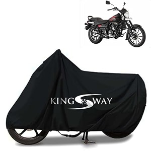 kingsway 100 waterproof bike body cover compatible with bajaj avenger cruise 220 for all two wheeler bike scooter scooty with carry bag - rubber coated inside for uv and scratch protection - black