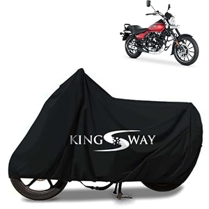 kingsway 100 waterproof bike body cover compatible with bajaj avenger street 160 for all two wheeler bike scooter scooty with carry bag - rubber coated inside for uv and scratch protection - black