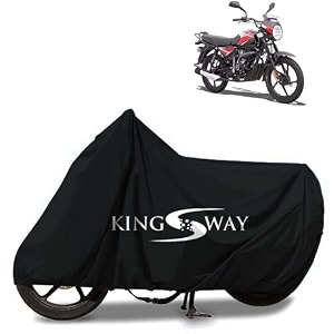 kingsway 100 waterproof tested bike body cover compatible with bajaj ct 110x for all two wheeler bike scooter scooty with carry bag - rubber coated inside for uv and scratch protection - black
