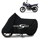 KINGSWAY® 100% Waterproof Bike Body Cover Compatible with Bajaj Discover 150F, for All Two Wheeler Bike Scooter Scooty with Carry Bag - Rubber Coated Inside for UV and Scratch Protection - Black