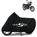 KINGSWAY® 100% Waterproof Bike Body Cover Compatible with Bajaj Discover 125, for All Two Wheeler Bike Scooter Scooty with Carry Bag - Rubber Coated Inside for UV and Scratch Protection - Black