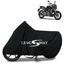 KINGSWAY® 100% Waterproof Bike Body Cover Compatible with Bajaj Dominar 400, for All Two Wheeler Bike Scooter Scooty with Carry Bag - Rubber Coated Inside for UV and Scratch Protection - Black