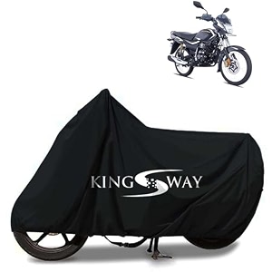 kingsway 100 waterproof bike body cover compatible with bajaj platina 110 h-gear for all two wheeler bike scooter scooty with carry bag - rubber coated inside for uv and scratch protection - black