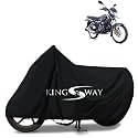 KINGSWAY® 100% Waterproof Bike Body Cover Compatible with Bajaj Platina 110 H-Gear, for All Two Wheeler Bike Scooter Scooty with Carry Bag - Rubber Coated Inside for UV and Scratch Protection - Black