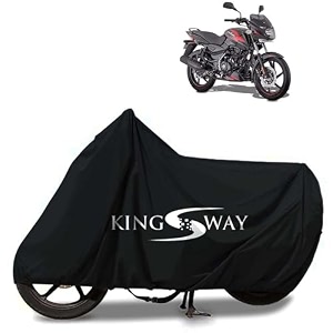 kingsway 100 waterproof tested bike body cover compatible with bajaj pulsar 150 for all two wheeler bike scooter scooty with carry bag - rubber coated inside for uv and scratch protection - black