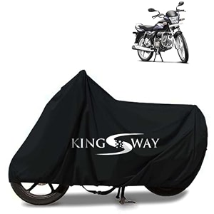kingsway 100 waterproof bike body cover compatible with bajaj pulsar 125 neon for all two wheeler bike scooter scooty with carry bag - rubber coated inside for uv and scratch protection - black