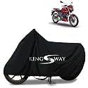 KINGSWAY® 100% Waterproof Bike Body Cover Compatible with Bajaj Pulsar P150, for All Two Wheeler Bike Scooter Scooty with Carry Bag - Rubber Coated Inside for UV and Scratch Protection - Black