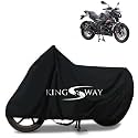 KINGSWAY® 100% Waterproof Bike Body Cover Compatible with Bajaj Pulsar N250, for All Two Wheeler Bike Scooter Scooty with Carry Bag - Rubber Coated Inside for UV and Scratch Protection - Black