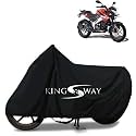 KINGSWAY® 100% Waterproof Bike Body Cover Compatible with Bajaj Pulsar NS160, for All Two Wheeler Bike Scooter Scooty with Carry Bag - Rubber Coated Inside for UV and Scratch Protection - Black