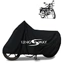 KINGSWAY® 100% Waterproof Bike Body Cover Compatible with Bajaj Pulsar 125 Neon, for All Two Wheeler Bike Scooter Scooty with Carry Bag - Rubber Coated Inside for UV and Scratch Protection - Black