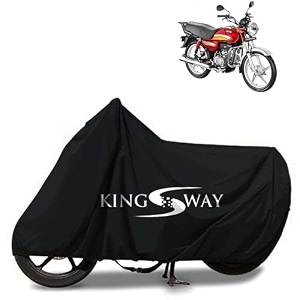 kingsway 100 waterproof tested bike body cover compatible with hero cd dawn for all two wheeler bike scooter scooty with carry bag - rubber coated inside for uv and scratch protection - black