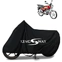 KINGSWAY® 100% Waterproof (Tested) Bike Body Cover Compatible with Hero CD Dawn, for All Two Wheeler Bike Scooter Scooty with Carry Bag - Rubber Coated Inside for UV and Scratch Protection - Black