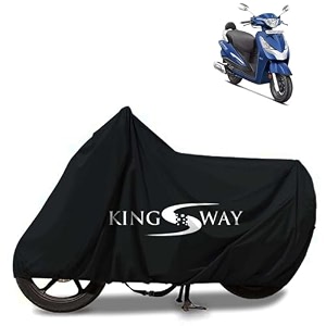 kingsway 100 waterproof bike body cover compatible with hero destini 125 xtec for all two wheeler bike scooter scooty with carry bag - rubber coated inside for uv and scratch protection - black