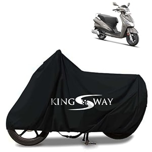kingsway 100 waterproof tested bike body cover compatible with hero destini 125 for all two wheeler bike scooter scooty with carry bag - rubber coated inside for uv and scratch protection - black