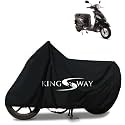 KINGSWAY® 100% Waterproof Bike Body Cover Compatible with Hero Electric NYX, for All Two Wheeler Bike Scooter Scooty with Carry Bag - Rubber Coated Inside for UV and Scratch Protection - Black
