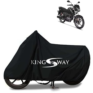 kingsway 100 waterproof bike body cover compatible with hero glamour canvas for all two wheeler bike scooter scooty with carry bag - rubber coated inside for uv and scratch protection - black