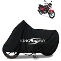 KINGSWAY® 100% Waterproof (Tested) Bike Body Cover Compatible with Hero Glamour, for All Two Wheeler Bike Scooter Scooty with Carry Bag - Rubber Coated Inside for UV and Scratch Protection - Black