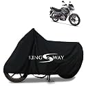 KINGSWAY® 100% Waterproof Bike Body Cover Compatible with Hero Glamour Xtec, for All Two Wheeler Bike Scooter Scooty with Carry Bag - Rubber Coated Inside for UV and Scratch Protection - Black