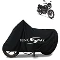 KINGSWAY® 100% Waterproof Bike Body Cover Compatible with Hero Glamour Canvas, for All Two Wheeler Bike Scooter Scooty with Carry Bag - Rubber Coated Inside for UV and Scratch Protection - Black