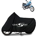 KINGSWAY® 100% Waterproof (Tested) Bike Body Cover Compatible with Hero HF Deluxe, for All Two Wheeler Bike Scooter Scooty with Carry Bag - Rubber Coated Inside for UV and Scratch Protection - Black