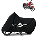 KINGSWAY® 100% Waterproof (Tested) Bike Body Cover Compatible with Hero Ignitor, for All Two Wheeler Bike Scooter Scooty with Carry Bag - Rubber Coated Inside for UV and Scratch Protection - Black