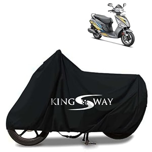 kingsway 100 waterproof bike body cover compatible with hero maestro edge 110 for all two wheeler bike scooter scooty with carry bag - rubber coated inside for uv and scratch protection - black