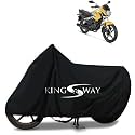 KINGSWAY® 100% Waterproof (Tested) Bike Body Cover Compatible with Hero Passion Pro, for All Two Wheeler Bike Scooter Scooty with Carry Bag - Rubber Coated Inside for UV and Scratch Protection - Black