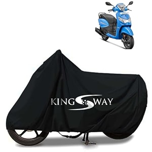 kingsway 100 waterproof bike body cover compatible with hero pleasure plus for all two wheeler bike scooter scooty with carry bag - rubber coated inside for uv and scratch protection - black