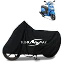 KINGSWAY® 100% Waterproof Bike Body Cover Compatible with Hero Pleasure Plus, for All Two Wheeler Bike Scooter Scooty with Carry Bag - Rubber Coated Inside for UV and Scratch Protection - Black