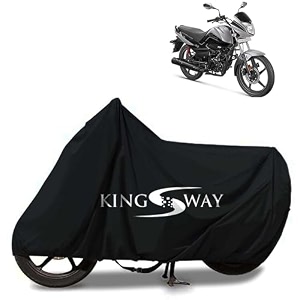 kingsway 100 waterproof bike body cover compatible with hero splendor ismart 110 for all two wheeler bike scooter scooty with carry bag - rubber coated inside for uv and scratch protection - black