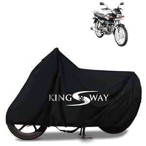 kingsway 100 waterproof bike body cover compatible with hero splendor plus for all two wheeler bike scooter scooty with carry bag - rubber coated inside for uv and scratch protection - black