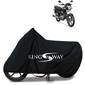 kingsway 100 waterproof bike body cover compatible with hero super splendor for all two wheeler bike scooter scooty with carry bag - rubber coated inside for uv and scratch protection - black