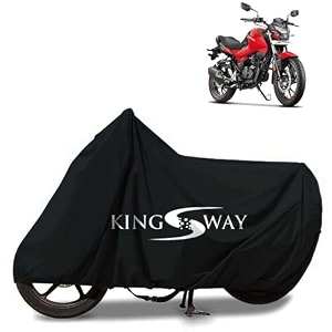 kingsway 100 waterproof tested bike body cover compatible with hero xtreme 160r for all two wheeler bike scooter scooty with carry bag - rubber coated inside for uv and scratch protection - black