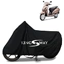 KINGSWAY® 100% Waterproof (Tested) Bike Body Cover Compatible with Honda Activa 6G, for All Two Wheeler Bike Scooter Scooty with Carry Bag - Rubber Coated Inside for UV and Scratch Protection - Black