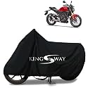 KINGSWAY® 100% Waterproof (Tested) Bike Body Cover Compatible with Honda CB300F, for All Two Wheeler Bike Scooter Scooty with Carry Bag - Rubber Coated Inside for UV and Scratch Protection - Black