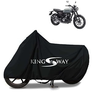 kingsway 100 waterproof tested bike body cover compatible with honda cb350rs for all two wheeler bike scooter scooty with carry bag - rubber coated inside for uv and scratch protection - black