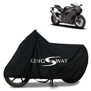 kingsway 100 waterproof bike body cover compatible with honda cbr1000rr-r for all two wheeler bike scooter scooty with carry bag - rubber coated inside for uv and scratch protection - black