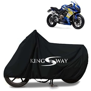 kingsway 100 waterproof tested bike body cover compatible with honda cbr650r for all two wheeler bike scooter scooty with carry bag - rubber coated inside for uv and scratch protection - black