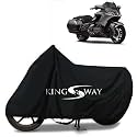 KINGSWAY® 100% Waterproof (Tested) Bike Body Cover Compatible with Honda Gold Wing, for All Two Wheeler Bike Scooter Scooty with Carry Bag - Rubber Coated Inside for UV and Scratch Protection - Black