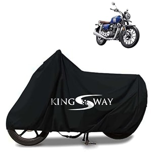 kingsway 100 waterproof bike body cover compatible with honda hness cb350 for all two wheeler bike scooter scooty with carry bag - rubber coated inside for uv and scratch protection - black