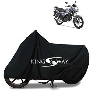 kingsway 100 waterproof tested bike body cover compatible with honda shine for all two wheeler bike scooter scooty with carry bag - rubber coated inside for uv and scratch protection - black