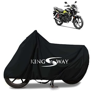 kingsway 100 waterproof tested bike body cover compatible with honda sp 125 for all two wheeler bike scooter scooty with carry bag - rubber coated inside for uv and scratch protection - black