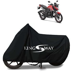 kingsway 100 waterproof tested bike body cover compatible with honda xblade for all two wheeler bike scooter scooty with carry bag - rubber coated inside for uv and scratch protection - black