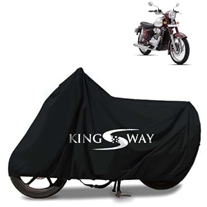 kingsway 100 waterproof tested bike body cover compatible with jawa jawa for all two wheeler bike scooter scooty with carry bag - rubber coated inside for uv and scratch protection - black
