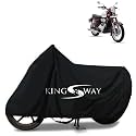 KINGSWAY® 100% Waterproof (Tested) Bike Body Cover Compatible with Jawa Jawa, for All Two Wheeler Bike Scooter Scooty with Carry Bag - Rubber Coated Inside for UV and Scratch Protection - Black