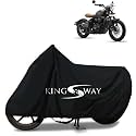 KINGSWAY® 100% Waterproof (Tested) Bike Body Cover Compatible with Jawa Jawa Perak, for All Two Wheeler Bike Scooter Scooty with Carry Bag - Rubber Coated Inside for UV and Scratch Protection - Black