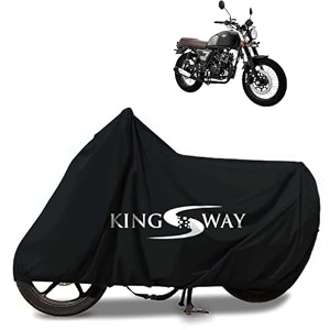 kingsway 100 waterproof tested bike body cover compatible with keeway sr125 for all two wheeler bike scooter scooty with carry bag - rubber coated inside for uv and scratch protection - black