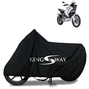 kingsway 100 waterproof tested bike body cover compatible with keeway sr250 for all two wheeler bike scooter scooty with carry bag - rubber coated inside for uv and scratch protection - black