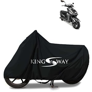 kingsway 100 waterproof bike body cover compatible with kinetic green zoom for all two wheeler bike scooter scooty with carry bag - rubber coated inside for uv and scratch protection - black
