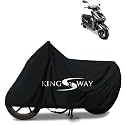 KINGSWAY® 100% Waterproof Bike Body Cover Compatible with Kinetic Green Zoom, for All Two Wheeler Bike Scooter Scooty with Carry Bag - Rubber Coated Inside for UV and Scratch Protection - Black